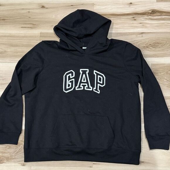 Gap Logo Black White Pullover Hoodie Women's 2XL - Picture 2 of 3